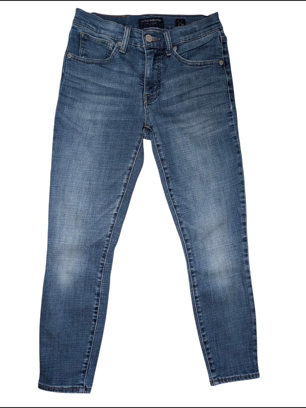 Lucky Brand Ava Mid Rise Crop Women's 2/26 Skinny Jeans Medium Blue Denim
